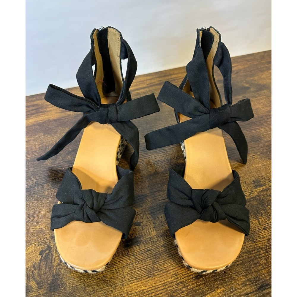 UGG Yarrow Espadrille Wedge Sandals Ankle Bow Tie Zipper Size 8.5 Boho Festival - Picture 2 of 16